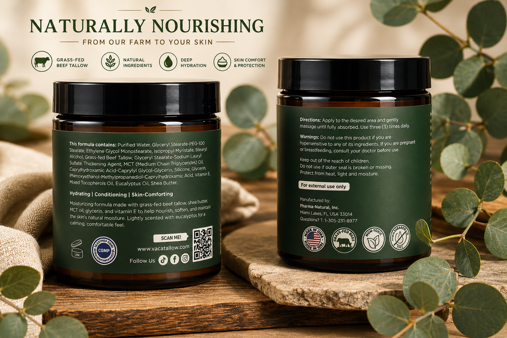 Vaca Tallow Eucalyptus Soufflé – Grass-Fed Wagyu Tallow Moisturizer (4 oz)