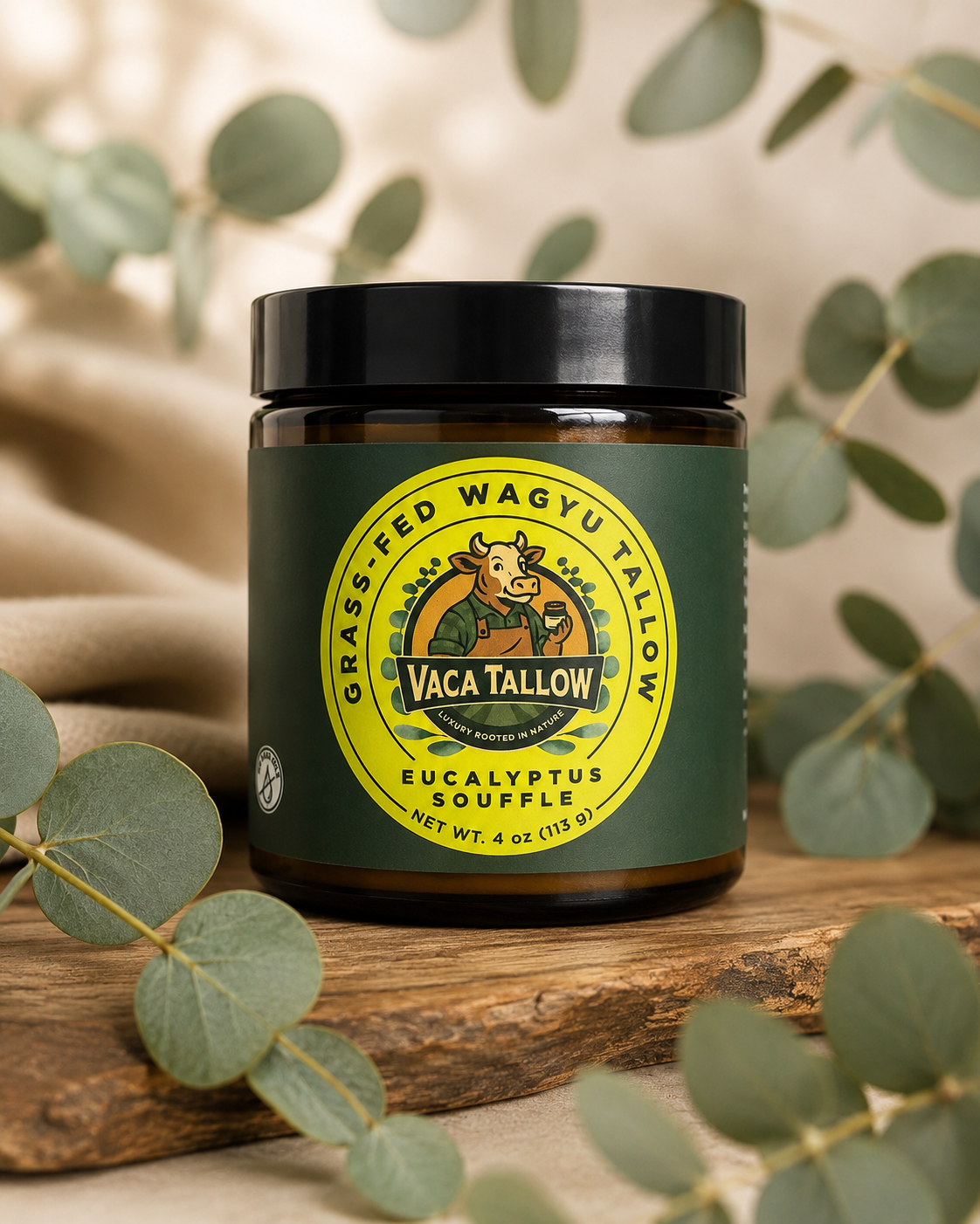 Vaca Tallow Eucalyptus Soufflé – Grass-Fed Wagyu Tallow Moisturizer (4 oz)