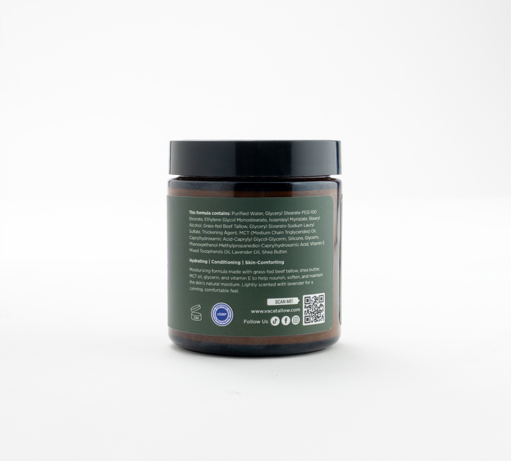 Vaca Tallow Lavender Soufflé – Grass-Fed Wagyu Tallow Moisturizer (4 oz)