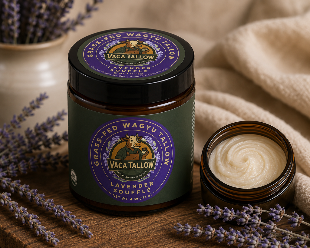 Vaca Tallow Lavender Soufflé – Grass-Fed Wagyu Tallow Moisturizer (4 oz)